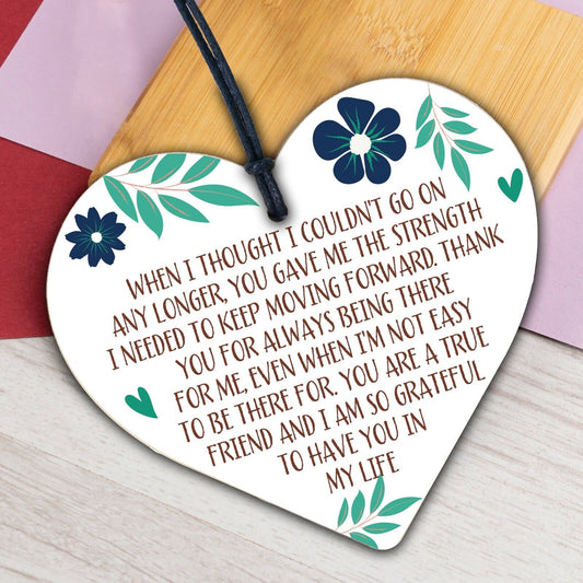 Best Friend Friendship Thank You Love Gifts Wooden Hanging Heart Sign Plaque