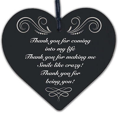 Thank You Gift For Husband Wife Boyfriend Girlfriend Wood Heart Love Plaque