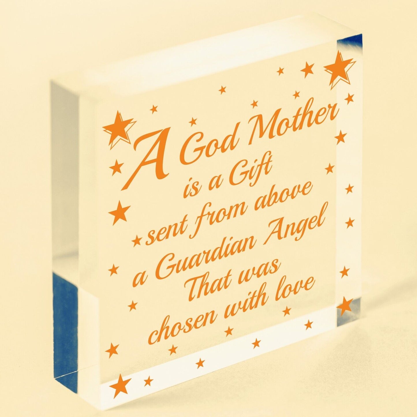 Thank You Godmother Wood Heart Godfather Godparent Gift Novelty Christening Card