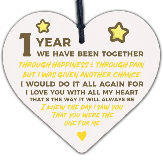 Anniversary 1st Wedding Anniversary Engagement Wooden Heart Plaque Gift Keepsake