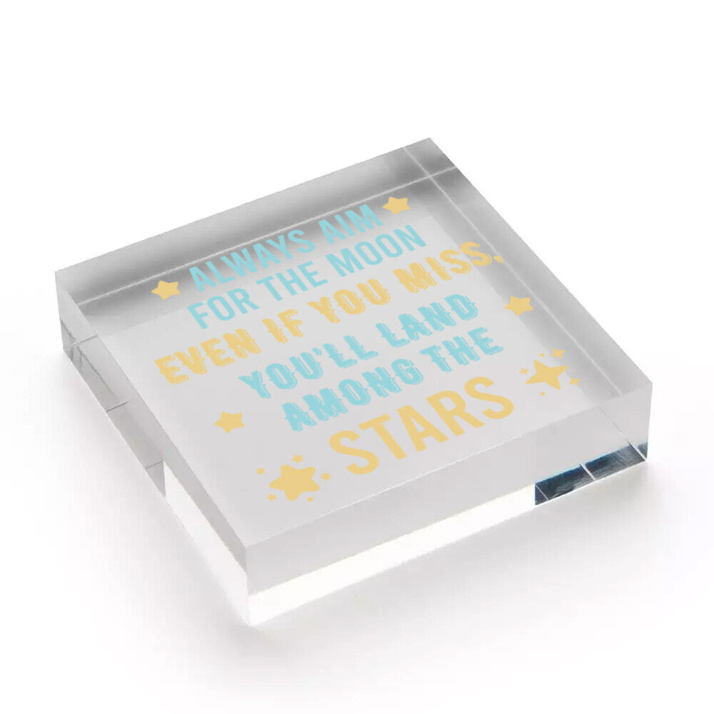 Aim For The Moon You'll Land Amongst The Stars Friendship Gift Wooden Plaque