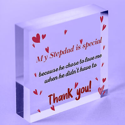 Stepdad Wood Heart FATHERS DAY Gifts For Him Daughter Son Birthday Thank You