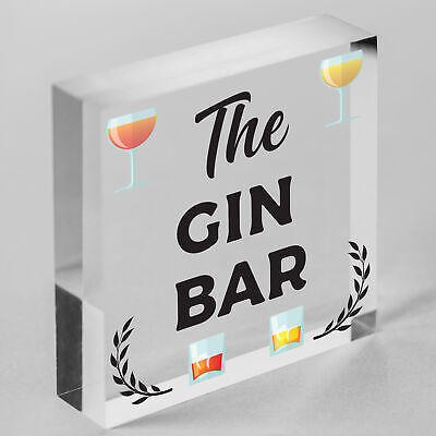 The Gin Bar Garden Party Alcohol Novelty Drinking Gift Pub Hanging Wall Plaque