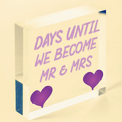 Countdown Days Unitl Mr & Mrs Couple Chalkboard Wedding Engagement Gift Sign