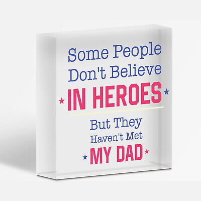 Believe My Dad Is A Hero Wooden Hanging Plaque Love Best Fathers Day Gift Sign