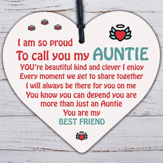 THANK YOU Auntie Christmas Gift Wood Heart Plaque Sister Birthday Gifts For Her