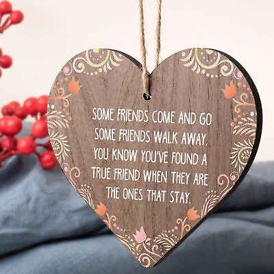 True Friend Sentimental Best Friend Friendship Gift Wood Heart Sign Birthday