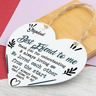 Stepdad Gift Poem Wood Heart Fathers Day Birthday Gift For Stepdad Thank You