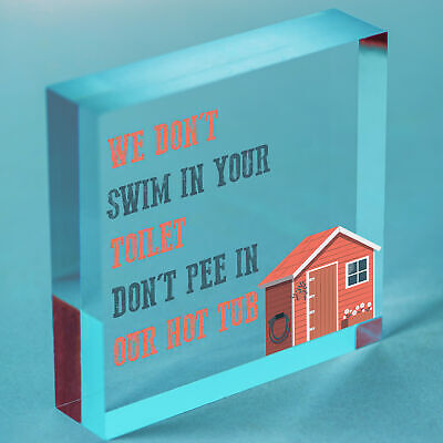 Funny Dont Pee In Our Hot Tub Hanging Garden Shed Plaque Party Pool Wall Sign