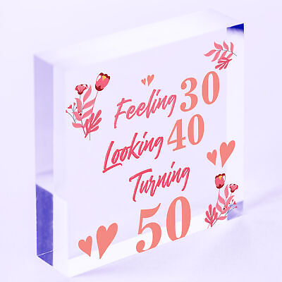 50th Birthday Decorations Accessories Funny Gifts For Friend Family Wooden Heart