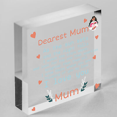 Mum Memorial Bauble Plaque Birthday Christmas Tree Decoration Wooden Heart Gift