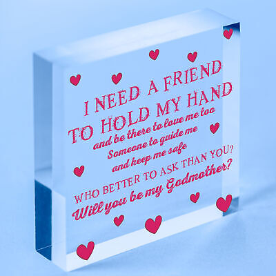 Will You Be My Godmother Gift For Friend Wooden Heart Godparent Asking Gifts