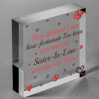 Sister In Law Gift Wooden Heart Chic Plaque Keepsake Birthday Gift Thank You