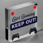 Pink Gaming Sign Girls Bedroom Sign KEEP OUT Gamer Gift