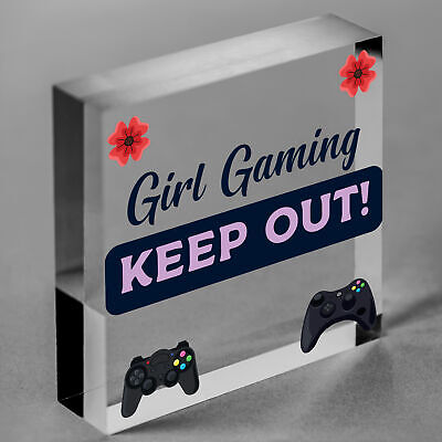 Pink Gaming Sign Girls Bedroom Sign KEEP OUT Gamer Gift