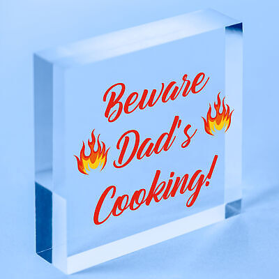 Beware Dad's Cooking Funny Father's Day BBQ Hanging Plaque Man Cave Gift Sign