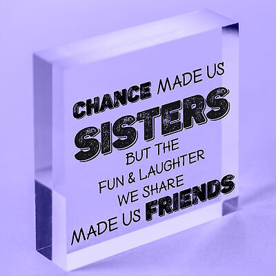 Chance Made Us Sisters Novelty Wooden Hanging Heart Plaque Love Sister Gift Sign