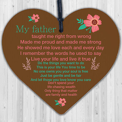 My Father Fathers Day Dad Wood Heart Sign Memorial Plaque For Him Daughter Gift