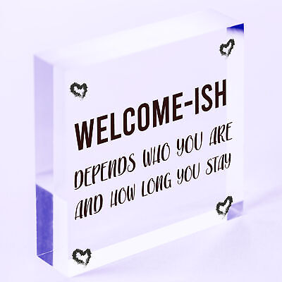 Welcome Sign WELCOME ISH Hanging Door Sign Funny Wall Decor Home Sign