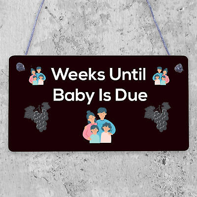 Weeks Until Baby Is Due Chalkboard Hanging Plaque Baby Shower Pregnancy Gift