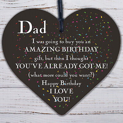 Amazing Happy Birthday Wooden Heart Dad Daddy Funny Card Baby Son Daughter Gifts