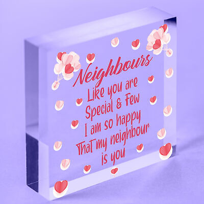 Thank You Neighbour Gift Wooden Heart Plaque Friendship Friend Home Gift Sign