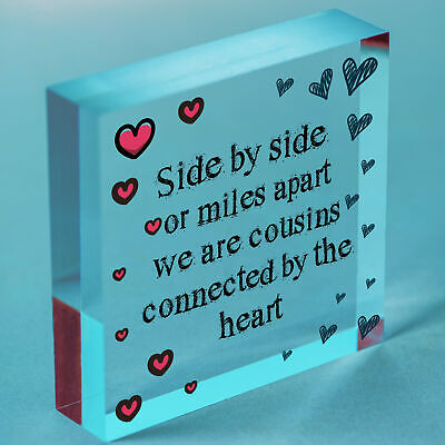 Cousin Birthday Gift Wooden Heart Chic Plaque Keepsake Family Friendship Sign