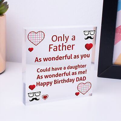 Dad Birthday Gifts From Daughter Wooden Heart Funny Novelty Gift For Him