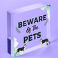 Beware Of The Pets Novelty Wooden Hanging Shabby Chic Plaque Gift Home Pet Sign