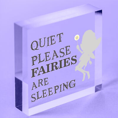 Quiet Please Novelty Hanging Plaque Fairy Sign Garden Shed Mum Decor Gift Plaque