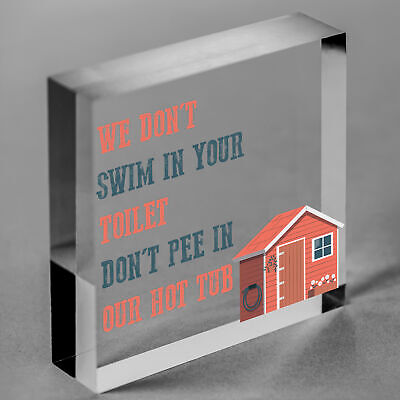 Funny Dont Pee In Our Hot Tub Hanging Garden Shed Plaque Party Pool Wall Sign