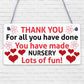 THANK YOU Gift For Nursery Teacher Hanging Sign Plaque Preschool Leaving Gift