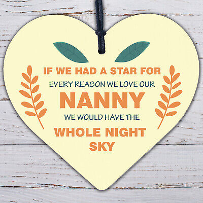 Cute Nanny Heart Wood Sign Mothers Day Gift Nanny Birthday Gift Grandparent Gift