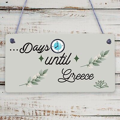 Chalkboard Holiday Countdown To GREECE Wall Sign Novelty Gift For Friend Family