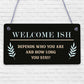 Welcome Sign WELCOME ISH Hanging Door Sign Funny Wall Decor Home Sign