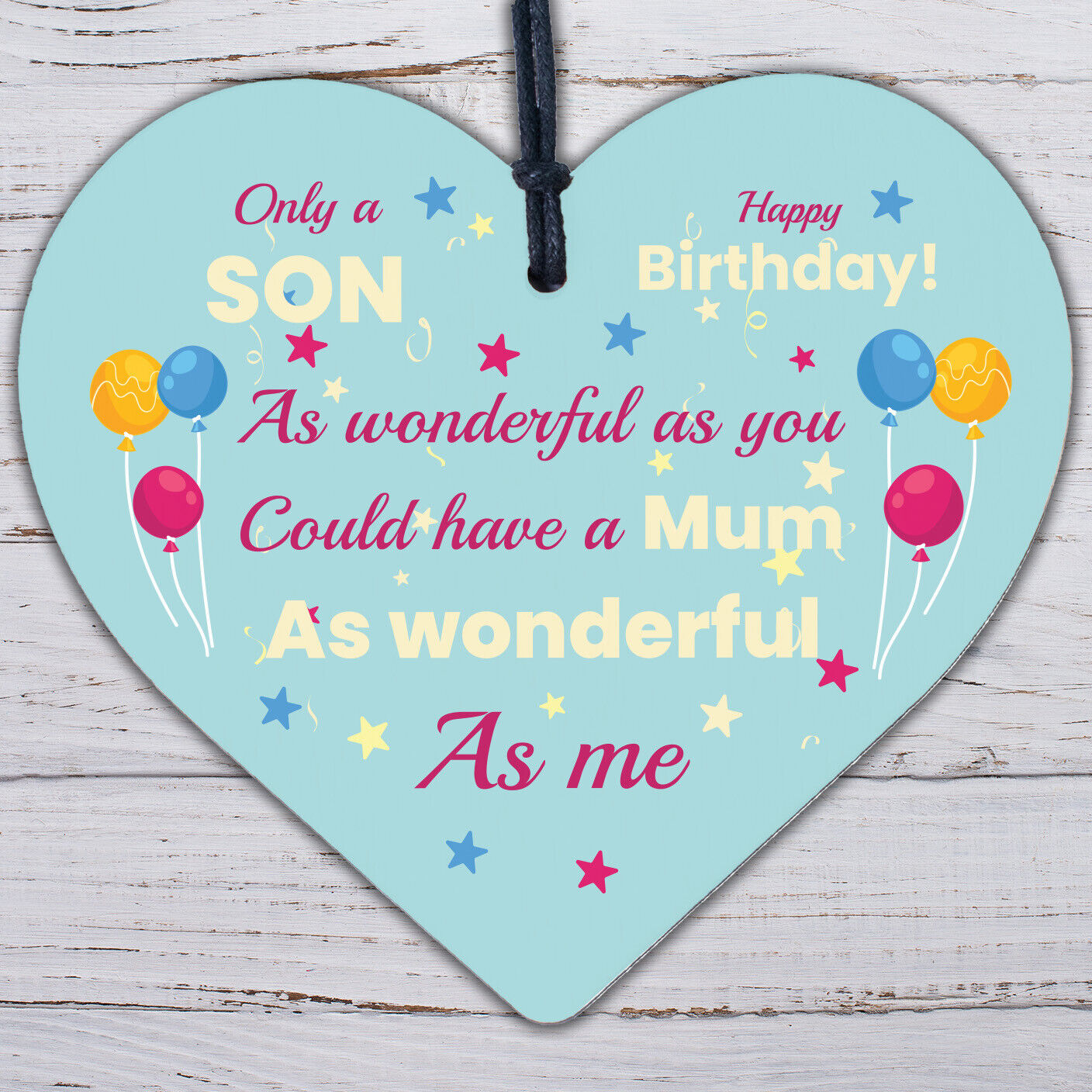 FUNNY Birthday Gift For Son Wood Heart Son Birthday Card Keepsake Gifts For Him