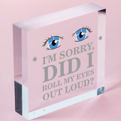 Sorry Did I Roll My Eyes Out Loud? Funny Sarcasm Hanging Plaque Friend Gift Sign