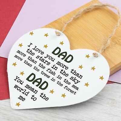 Dad I Love You Wooden Heart Fathers Day Gift Dad Birthday Gift From Daughter Son