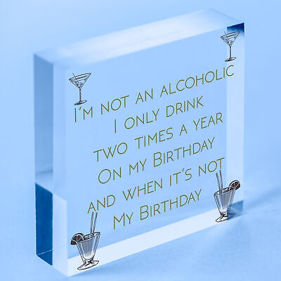 Funny Not An Alcoholic Friend Birthday Gift Beer Gin Wall Plaque Bar Signs