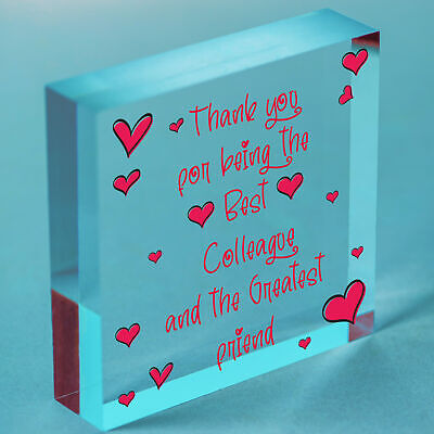 Thank You Wood Heart Plaque Friendship Gift For Colleague Friend New Job Present