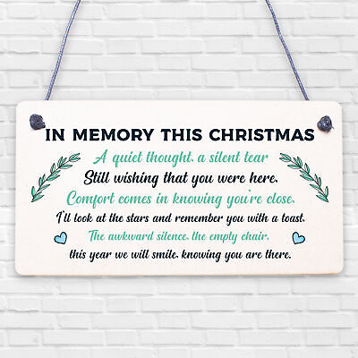 In Memory This Christmas Decoration Wood Memorial Quote Tree Sign Plaque Gift