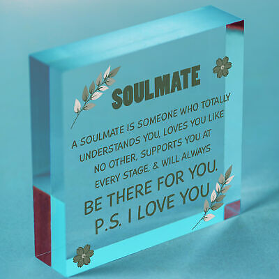 Soulmate I Love You Hanging Wooden Heart Valentines Day Gift Husband Wife Sign