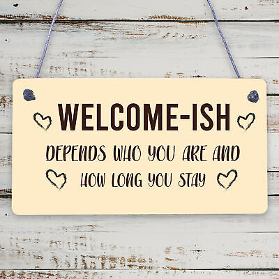 Welcome Sign WELCOME ISH Hanging Door Sign Funny Wall Decor Home Sign