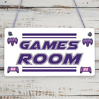 Games Room Man Cave Hanging Plaque Gift For Him Boys Bedroom Plaque Sign