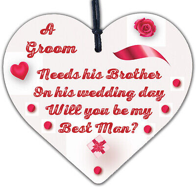 Brother Will You Be My Best Man Invite Wooden Heart Wedding Favours Family Gifts