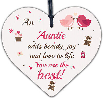 Auntie Gifts Thank You Sign Wooden Heart Plaque Birthday Gift For Her Women