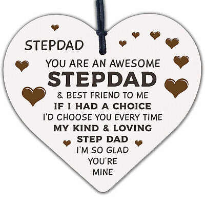 Step Dad Fathers Day Gifts for Best Step Dad Wooden Heart Gift For Him Stepdad