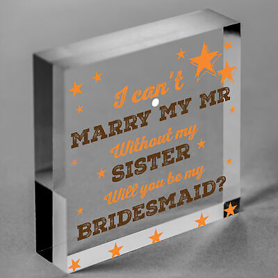 Sister Will You Be My Bridesmaid Wooden Heart Wedding Asking Gift For Sister Sis