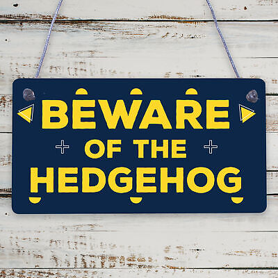 Beware Of The Hedgehog Novelty Wooden Hanging Shabby Chic Plaque Animal Sign