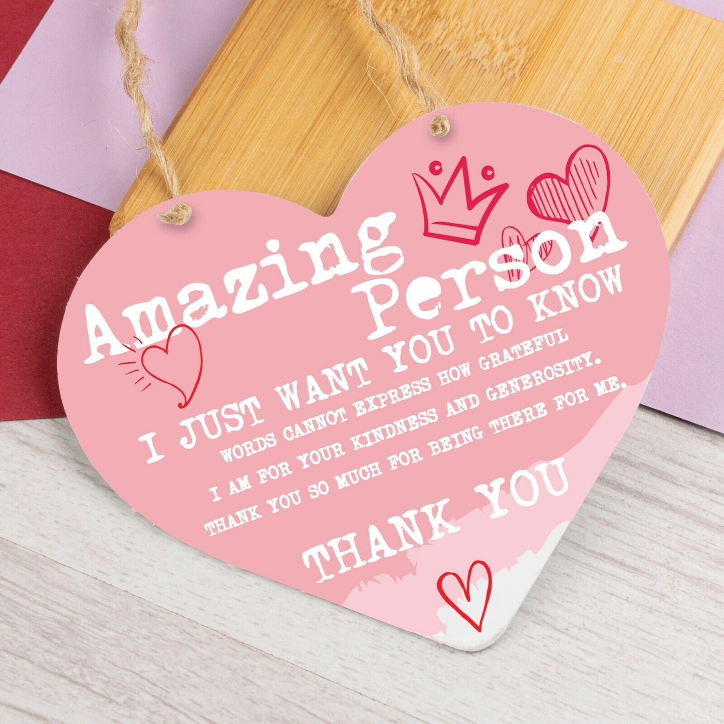 Best Friend Gift Heart Thank you Hanging Sign Friendship Gifts Plaque